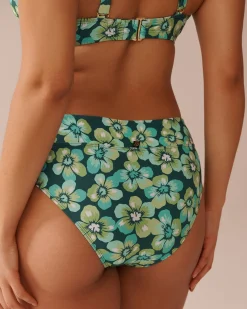 Clearance Recycled Fibers Mid Waist Brazilian Bikini Bottom A Splashing Escape|Eco-conscious Swimwear