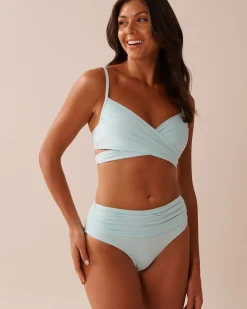 Clearance Recycled Fibers Crossed Push-up Bikini Top A Splashing Escape|Eco-conscious Swimwear