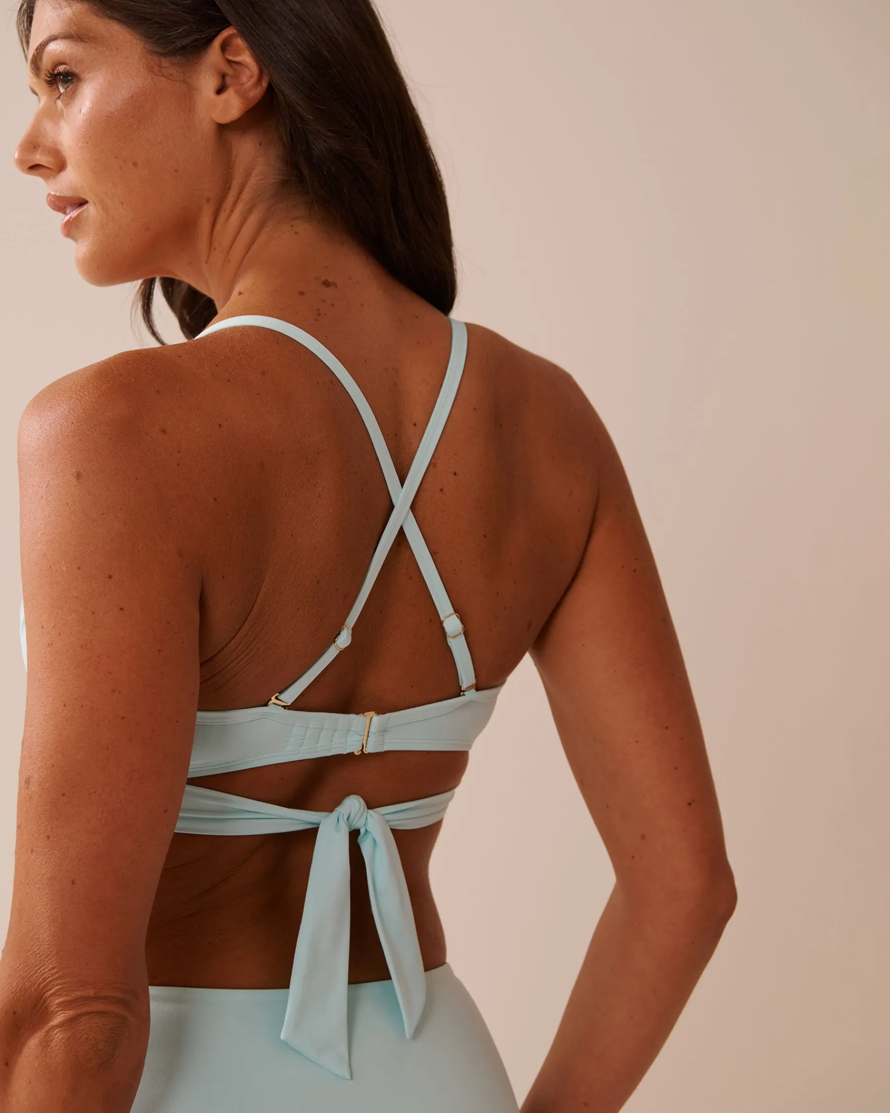 Clearance Recycled Fibers Crossed Push-up Bikini Top A Splashing Escape|Eco-conscious Swimwear