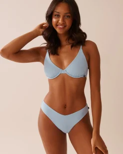 Hot Ribbed Thong Bikini Bottom Texture Play|A Splashing Escape