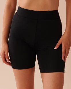 High Waist Long Swim Shorts Always So Chic|Black Swimwear