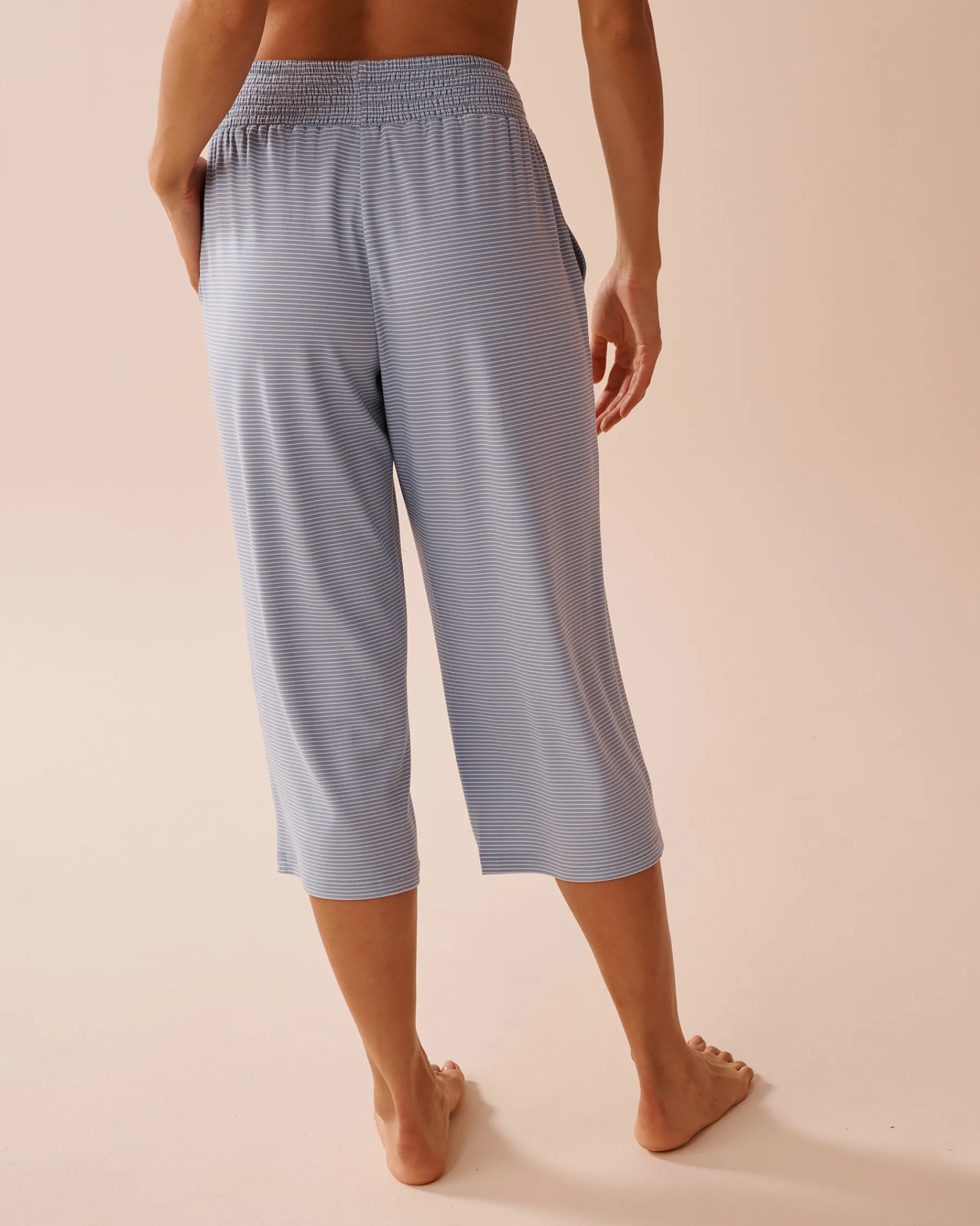 Hot Blue Stripe Super Soft Pajama Capris The Peachy Dream Collection|Bottoms
