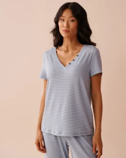 Discount Blue Stripe Super Soft T-shirt The Peachy Dream Collection|Tops