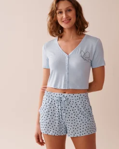 Discount Butterfly Print Soft Jersey Crop T-shirt Tops