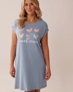 Hot Chicken Print Super Soft Sleepshirt The Peachy Dream Collection|Nightshirts