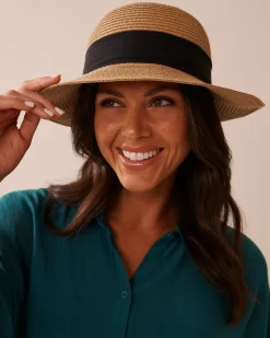 Sale Cloche Hat with Ribbon On Neutral Ground