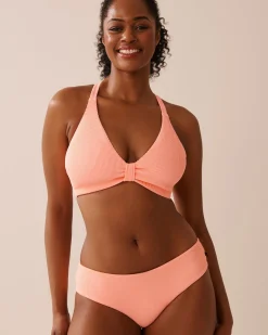 Hot Ribbed D Cup Triangle Bikini Top Texture Play|Summer Romance