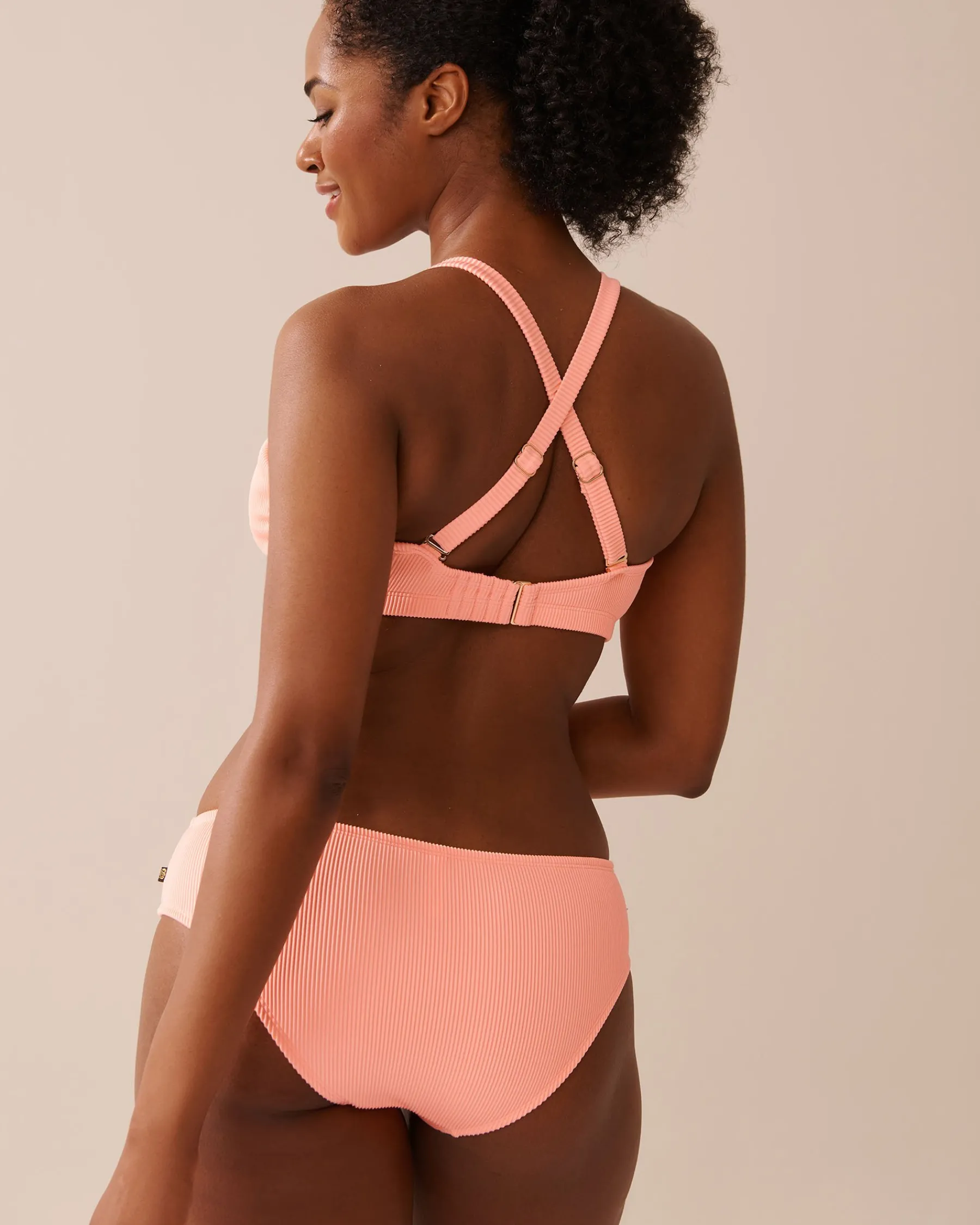 Hot Ribbed D Cup Triangle Bikini Top Texture Play|Summer Romance