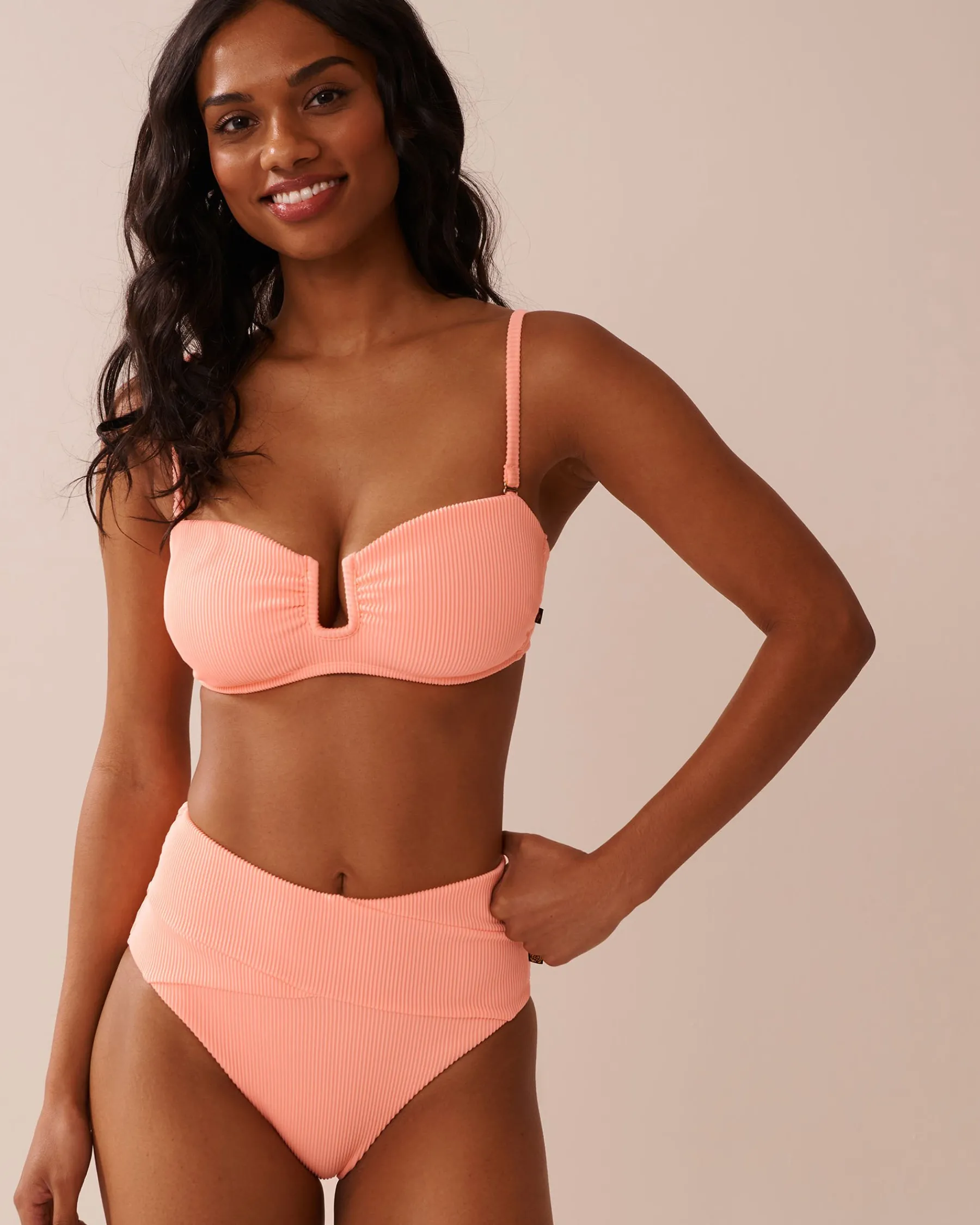 Outlet Ribbed U-Wire Bandeau Bikini Top Summer Romance|Tops