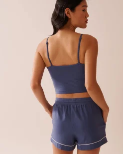 Online Cotton Crop Cami with Shelf Bra Cotton Pajamas|Tops