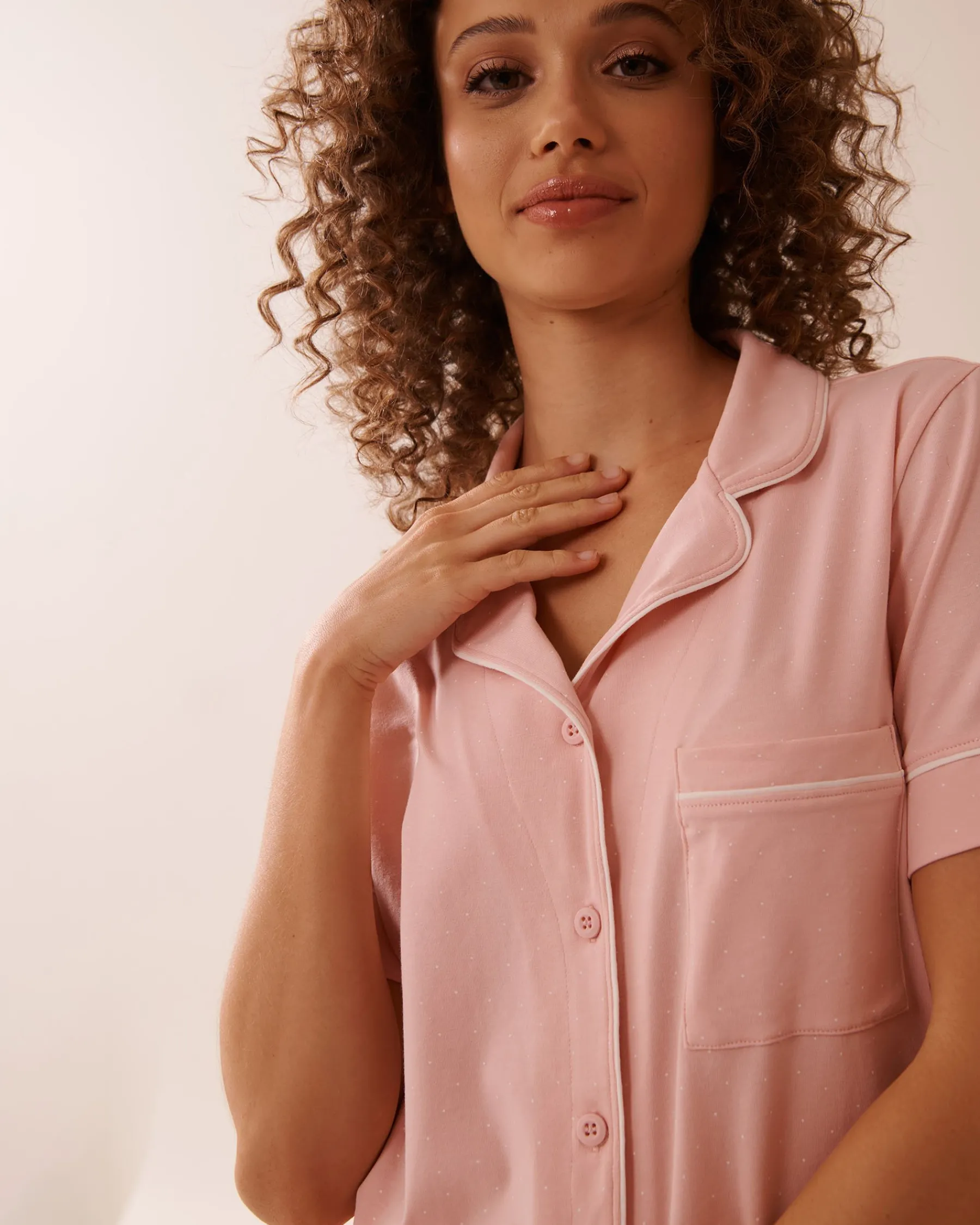 Cotton Short Sleeve Button-down Shirt Cotton Pajamas|Tops