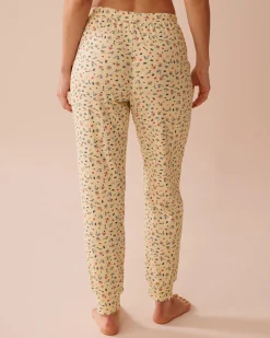 Best Ditsy Floral Print Ribbed Pants Bottoms