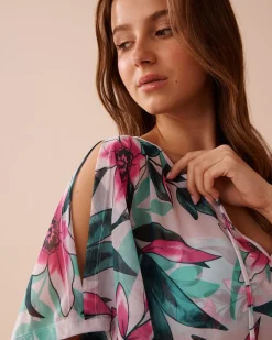 Hot Floral Mesh Poncho Beachwear