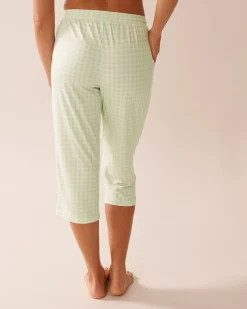 Outlet Gingham Print Super Soft Pajama Capris The Peachy Dream Collection|Bottoms