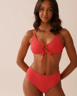 Discount HIBISCUS Crisscross Detail Ribbed Bralette Bikini Top Texture Play|Summer Romance