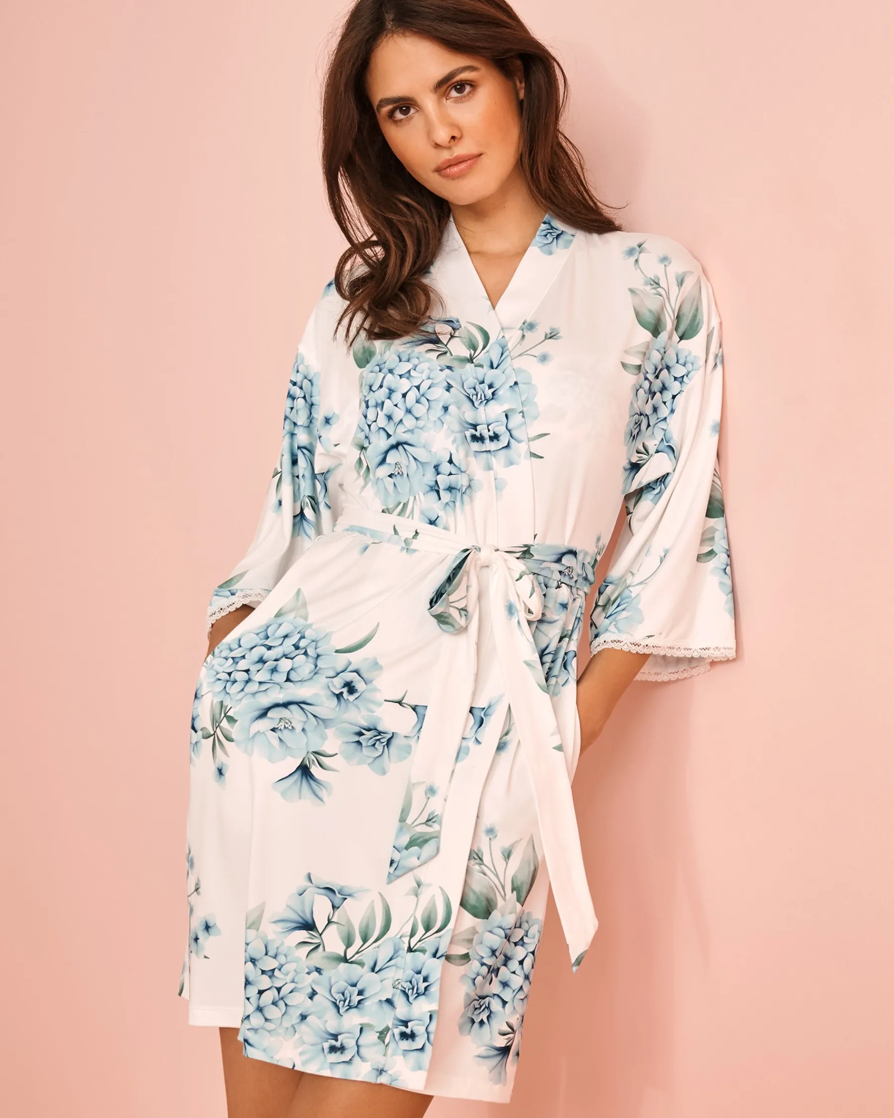 Hydrangea Print Super Soft Kimono The Peachy Dream Collection