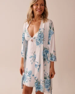 Hydrangea Print Super Soft Kimono The Peachy Dream Collection