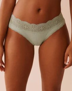 Online Lace Trim Ribbed Bikini Panty Bikini