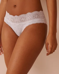 New Lace Trim Ribbed Bikini Panty Bikini