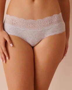 Sale Lace Trim Ribbed Hiphugger Panty Hiphugger