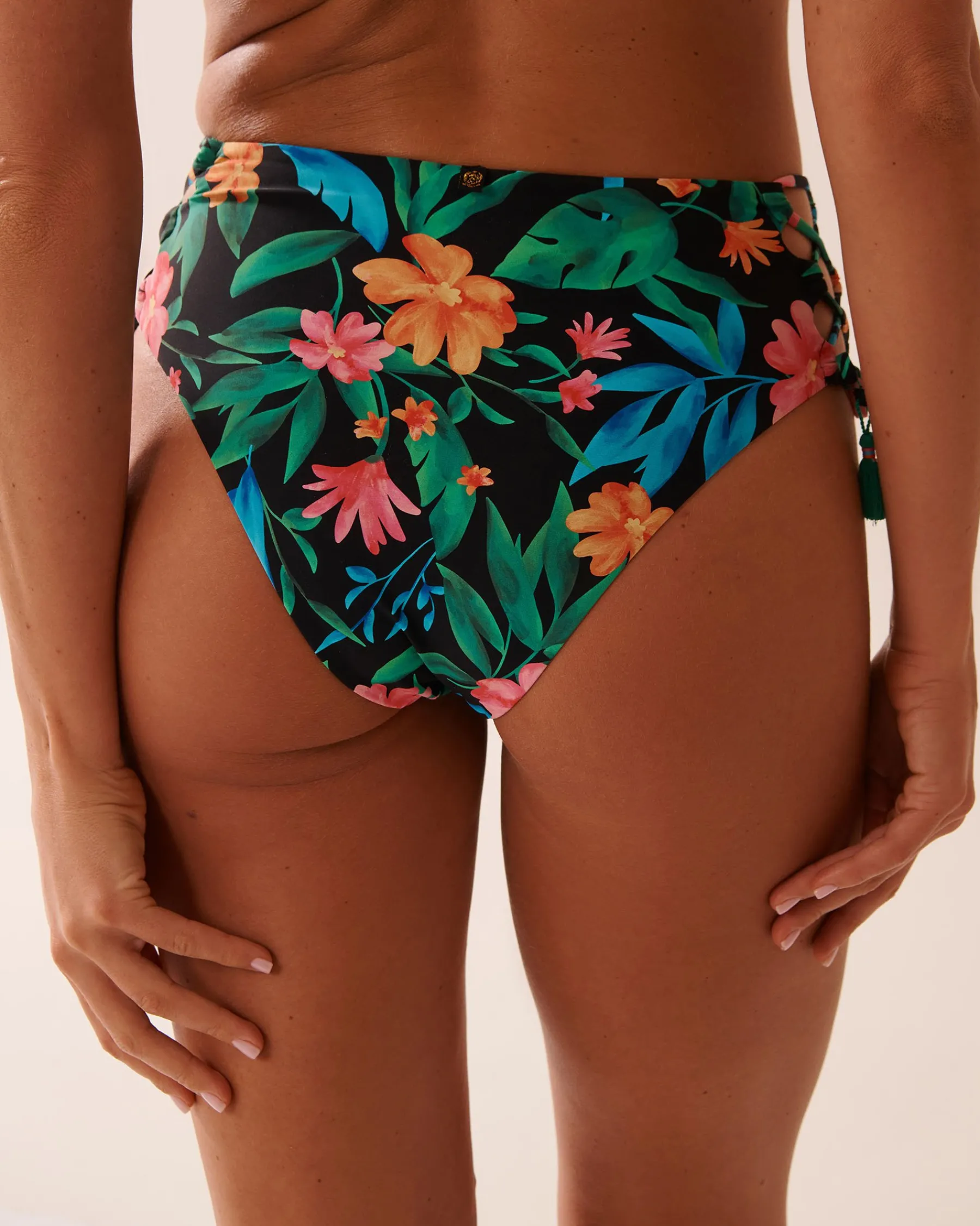 Outlet Lace Up High Waist Cheeky Bikini Bottom Bottoms