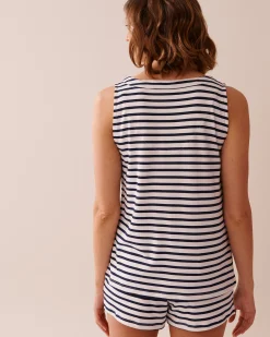 Clearance Nautical Stripe Super Soft Button-down Cami The Peachy Dream Collection|Tops