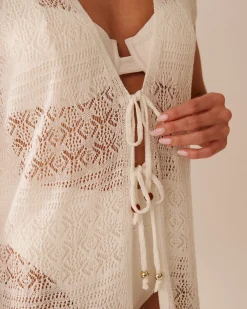 Best Open-Front Crochet Caftan Texture Play|On Neutral Ground
