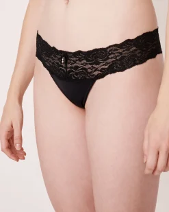New 5-Pack Microfiber and Wide Lace Band Thong Panty Panty Packs|Thong