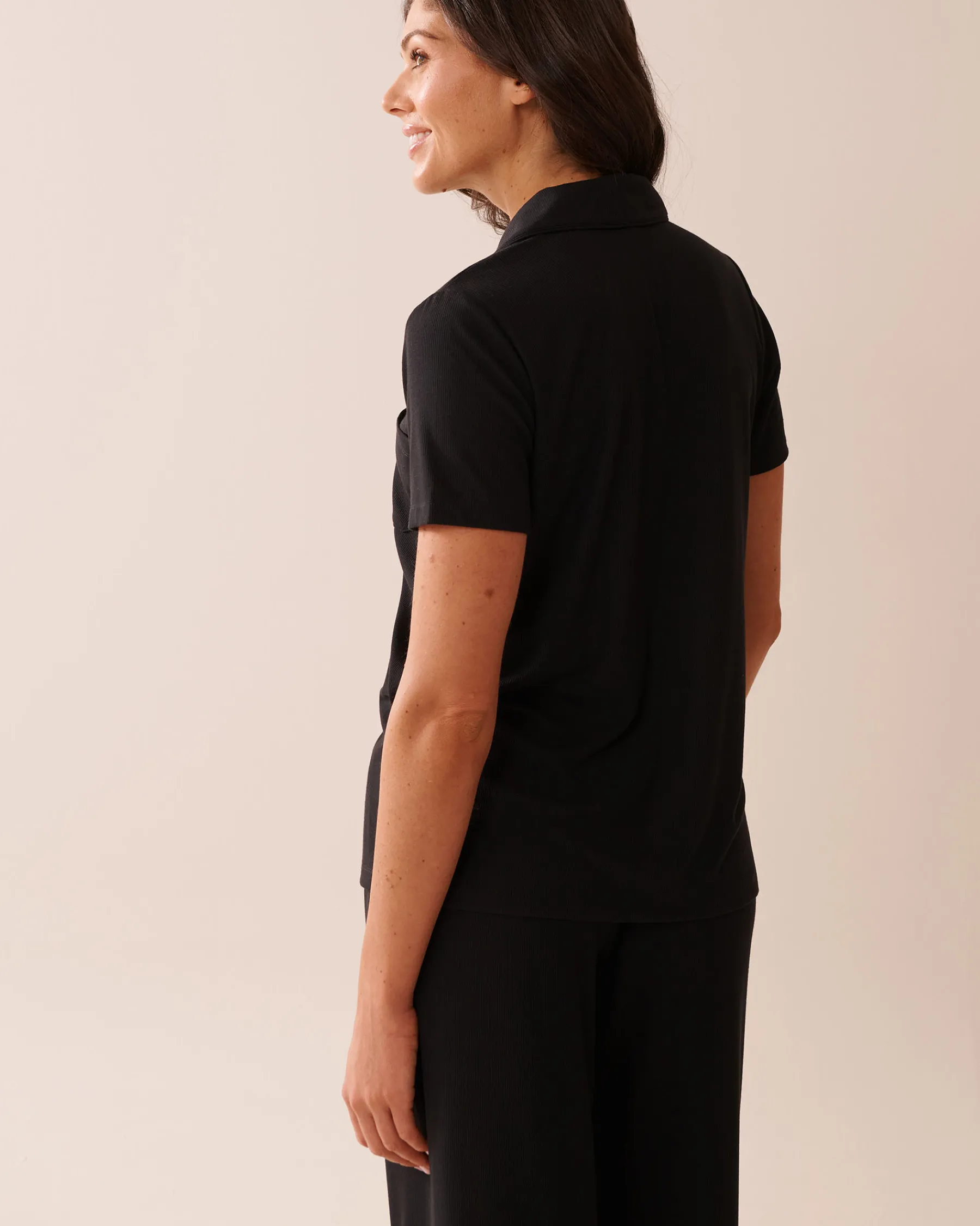 Clearance Ribbed Modal Button-down Shirt Modal Pajamas|Tops