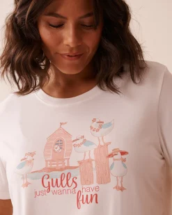 Clearance Seagull Print Super Soft T-shirt The Peachy Dream Collection|Tops