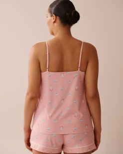 Best Seagull Print Super Soft Cami with Shelf Bra The Peachy Dream Collection|Tops