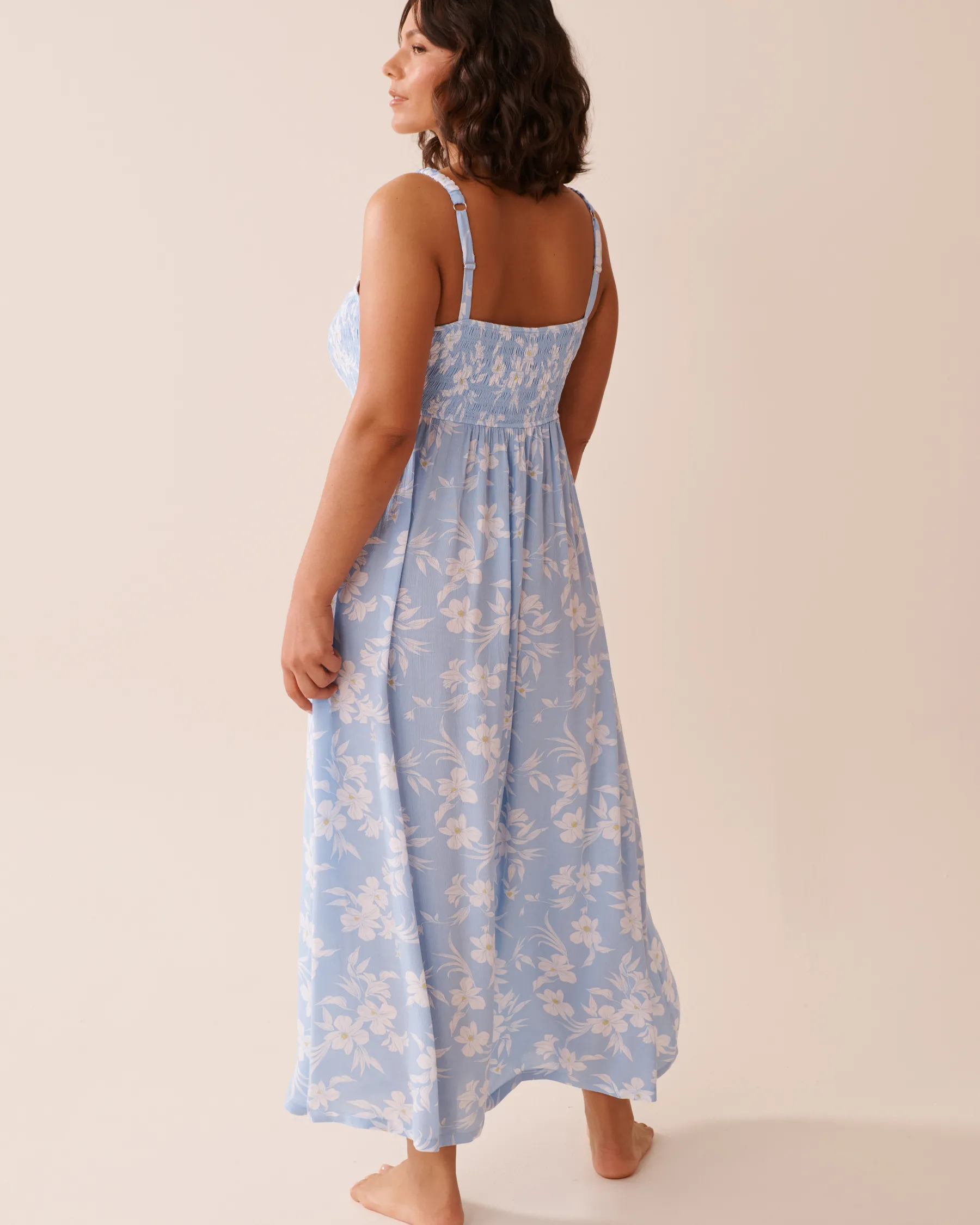Smocked Bust Gauze Maxi Dress A Splashing Escape|Beachwear