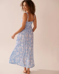 Smocked Bust Gauze Maxi Dress A Splashing Escape|Beachwear