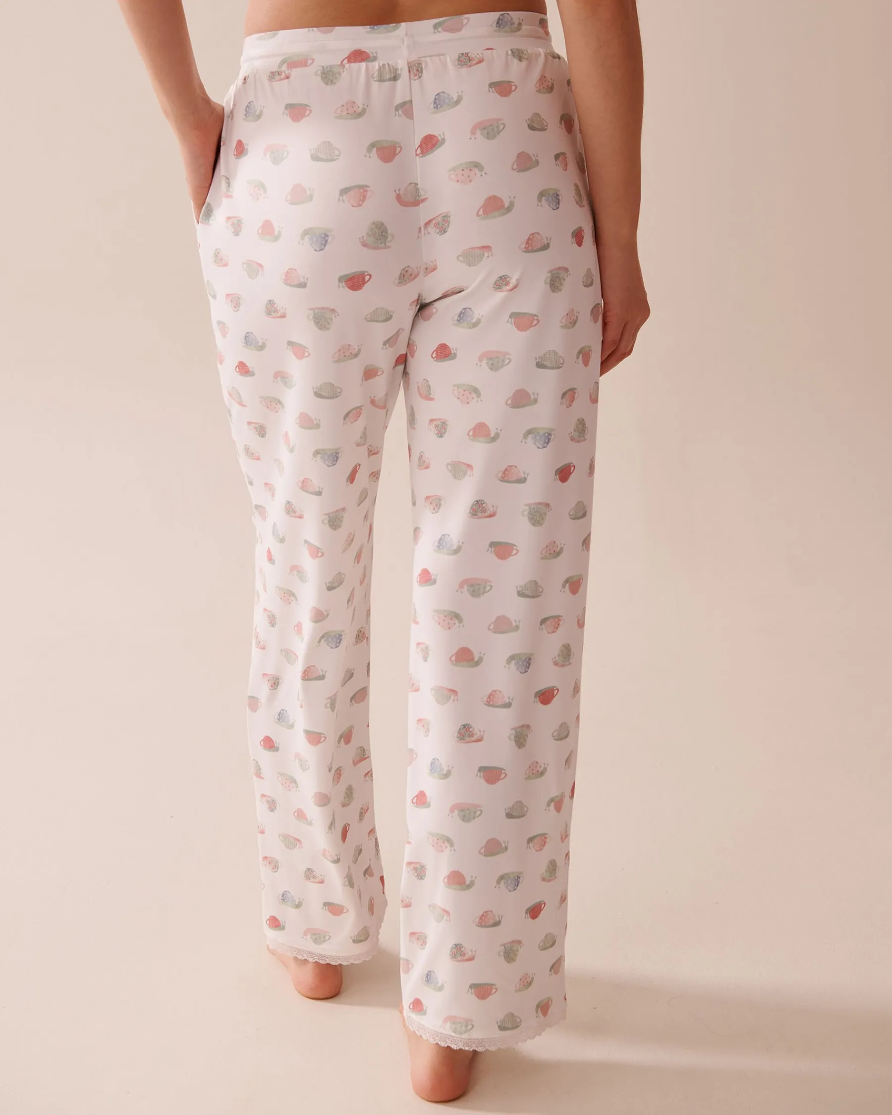 Discount Snail Print Lace Trim Super Soft Pajama Pants The Peachy Dream Collection|Bottoms