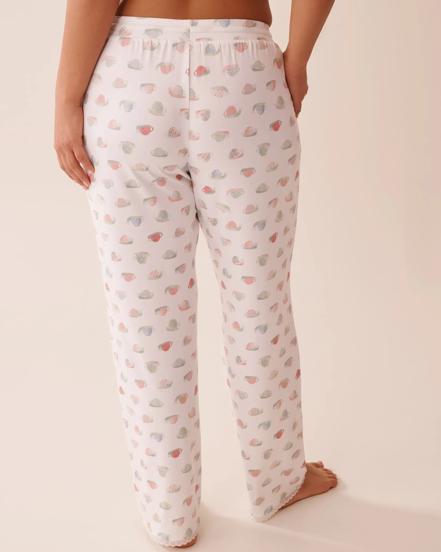 Discount Snail Print Lace Trim Super Soft Pajama Pants The Peachy Dream Collection|Bottoms