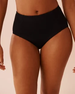 Outlet SOLID Ribbed High Waist Bikini Bottom Always So Chic|Texture Play