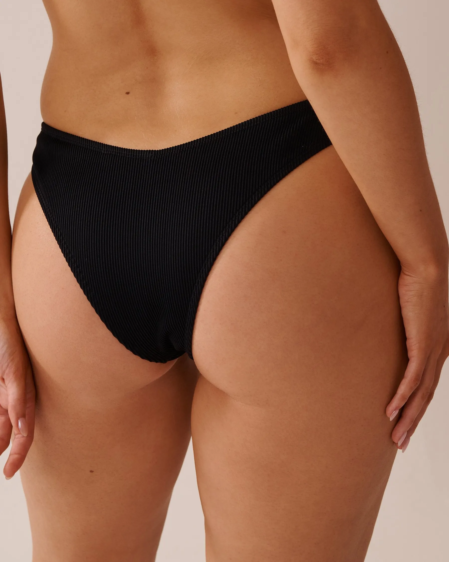 Outlet SOLID Ribbed Thong Bikini Bottom Always So Chic|Texture Play