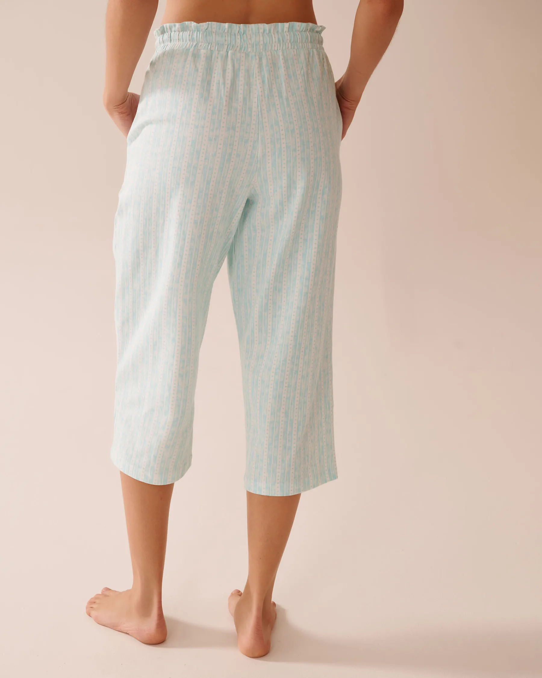 Hot Stripe Print Cotton Pajama Capris Cotton Pajamas|Bottoms