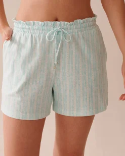 New Stripe Print Cotton Pajama Shorts Cotton Pajamas|Bottoms
