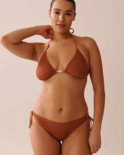 Clearance Crochet Triangle Bikini Top Texture Play|On Neutral Ground
