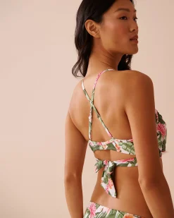 Hot WATER LILY Crossed Push-up Bikini Top Tops