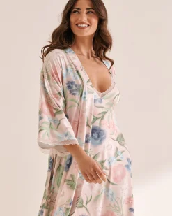 Discount Watercolor Flower Print Super Soft Kimono The Peachy Dream Collection