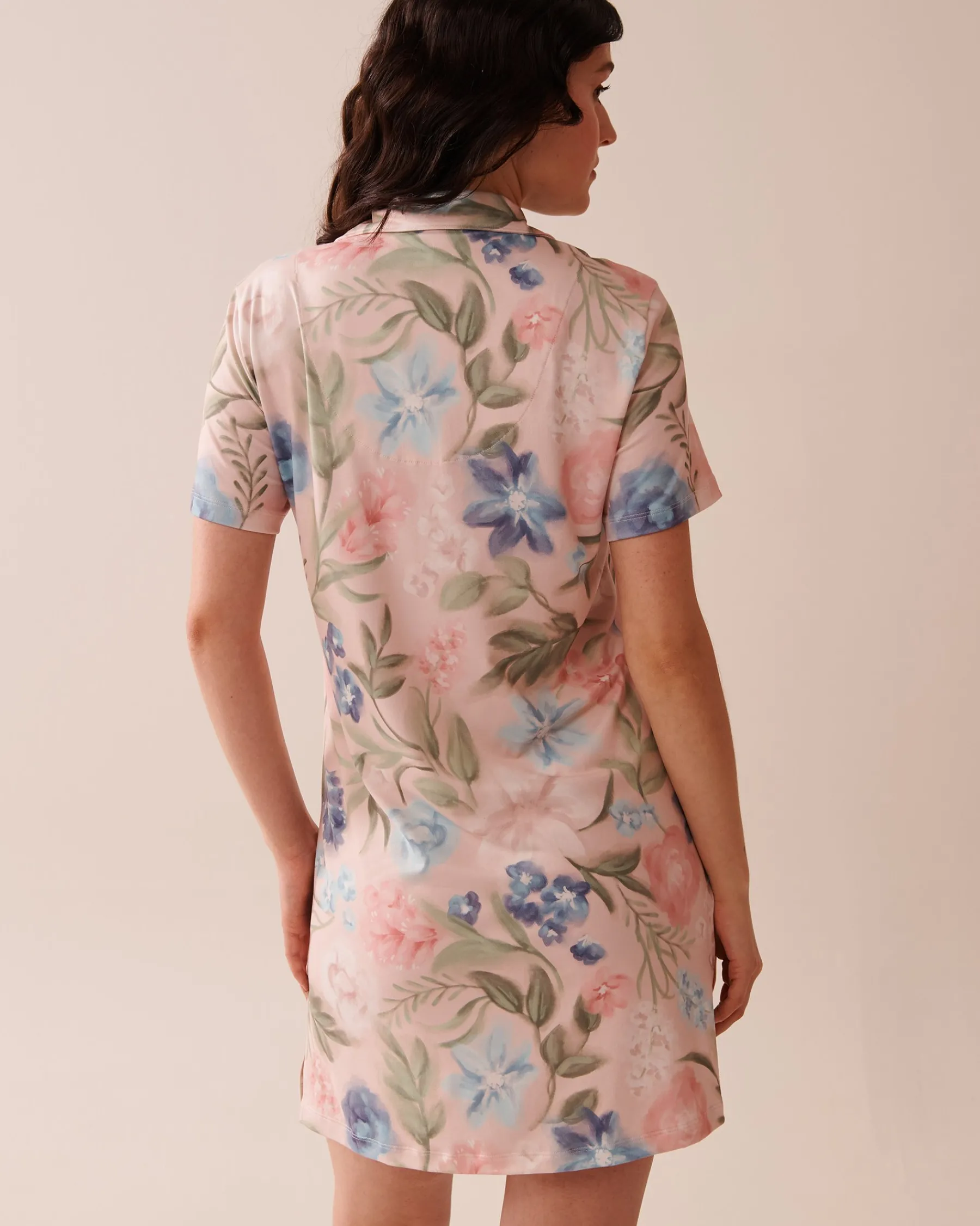 Clearance Watercolor Flower Print Super Soft Button-down Sleepshirt The Peachy Dream Collection|Nightshirts